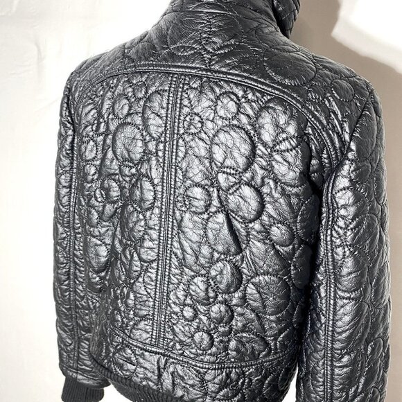 VERO Moda Black Faux Leather Circle Quilted Mock Neck Jacket M - Picture 11 of 14